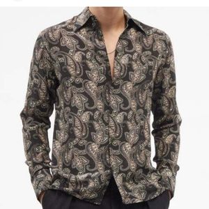 Men’s Cezar 1990s Silk Shirt size L geometric pattern long sleeve club wear